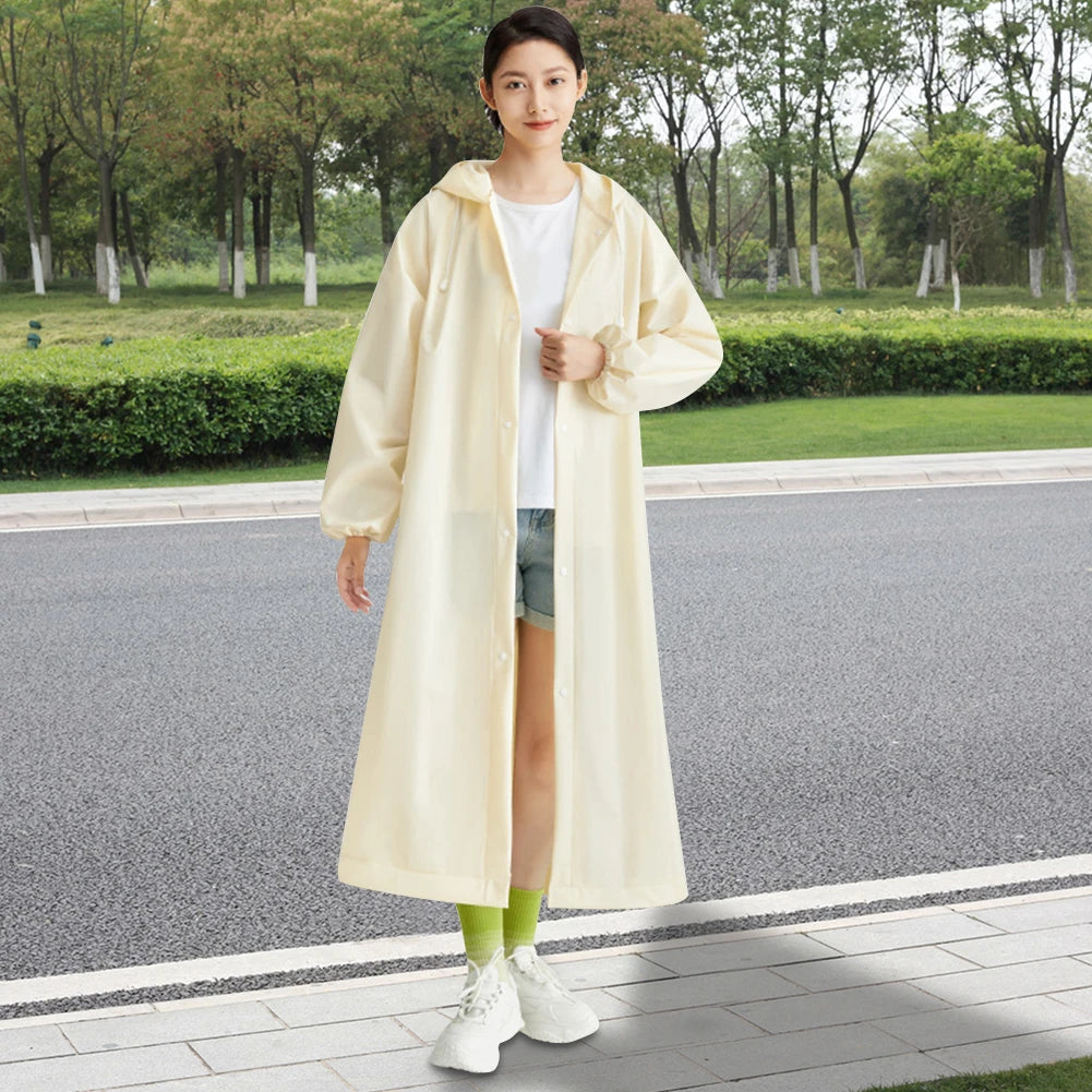 Waterproof Rain Coat Windproof Hooded Rain Poncho Drawstring Long Hooded Rain Coats for Outdoor Travel Emergency
