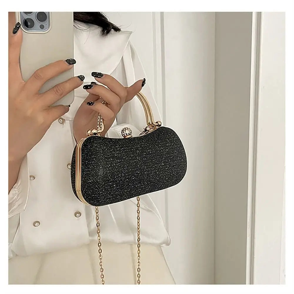 Wedding Bridal Beaded Women Evening Bag Dinner Bag Chain Shoulder Handbags Elegant Rhinestones Clutch Egg Shape Evening Bag