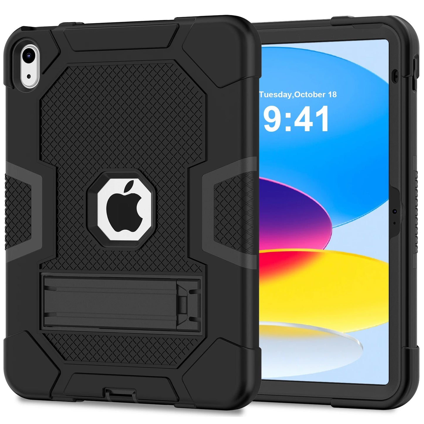 Pc Silicone Case For iPad 10.9 2022 10th 10.2 7-8-9th 9.7 2017 2018 5-6th Rugged Stand Cover For Mini 4 5 Shockproof Anti-Slip
