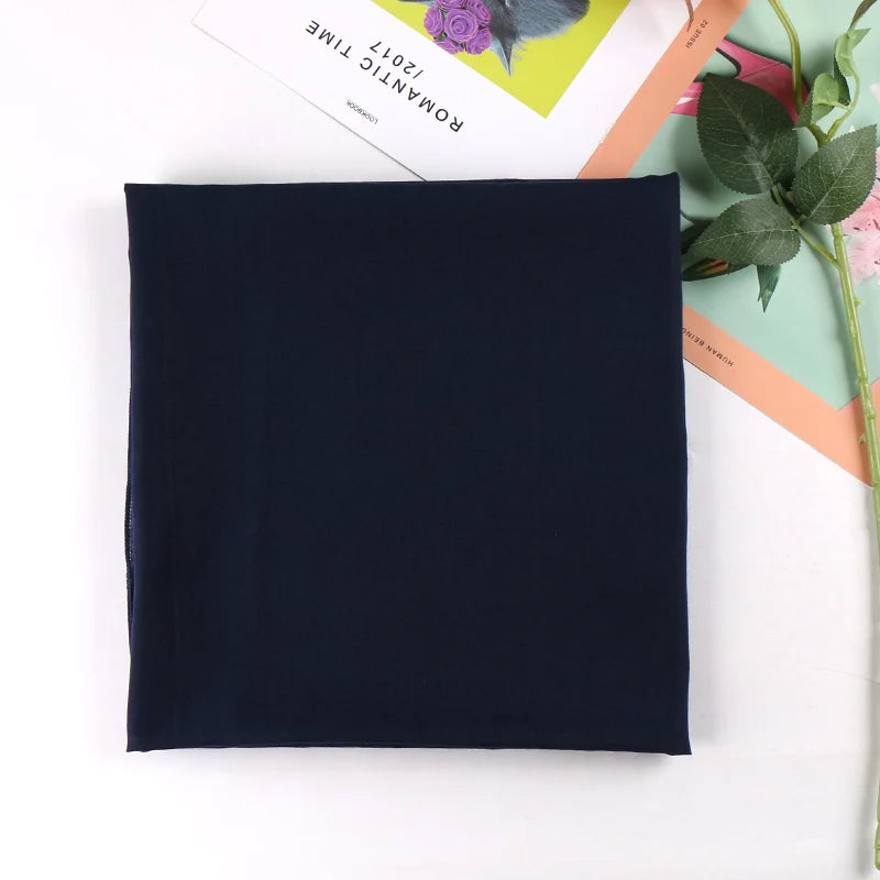 Newest Solid-Color Square Scarf Cotton Muslim Hijab Women Headband Bandana All Match Wraps Kerchief Scarves Shawl 110*110cm