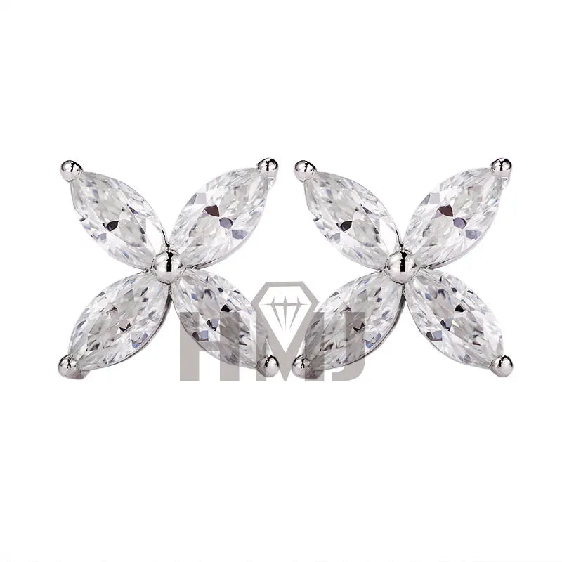 Real Mojssanite 1 Carat D Color Earrings Necklace 100% 925 Sterling Silver Plated 18K Gold Engagement Wedding Party Fine Jewelry