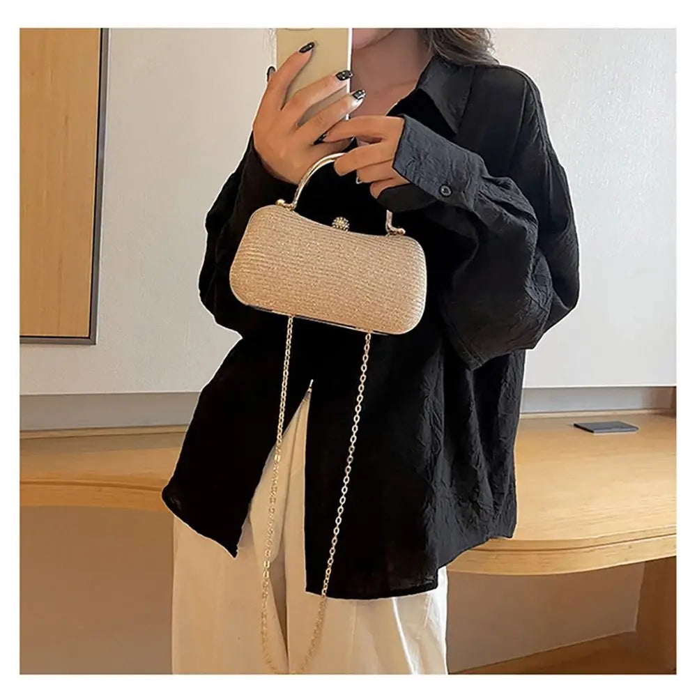 Wedding Bridal Beaded Women Evening Bag Dinner Bag Chain Shoulder Handbags Elegant Rhinestones Clutch Egg Shape Evening Bag