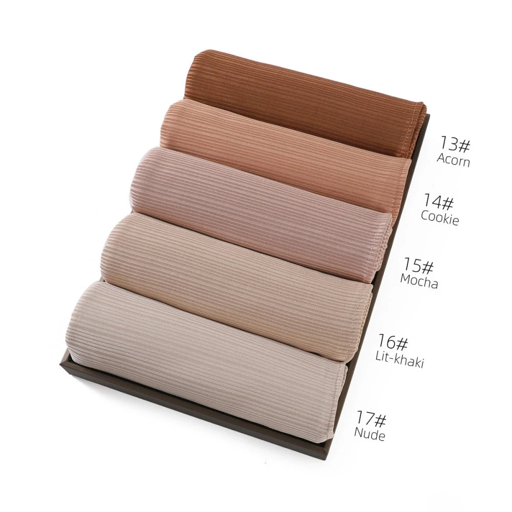 Fashion Elastic Ribbed Jersey Hijabs Solid Color Stripes Lightweight Thin Headscarf Muslim Women Soft Scarf Headwrap Long Shawl