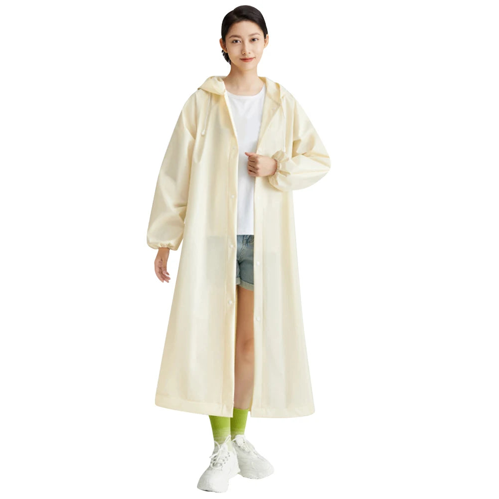 Waterproof Rain Coat Windproof Hooded Rain Poncho Drawstring Long Hooded Rain Coats for Outdoor Travel Emergency