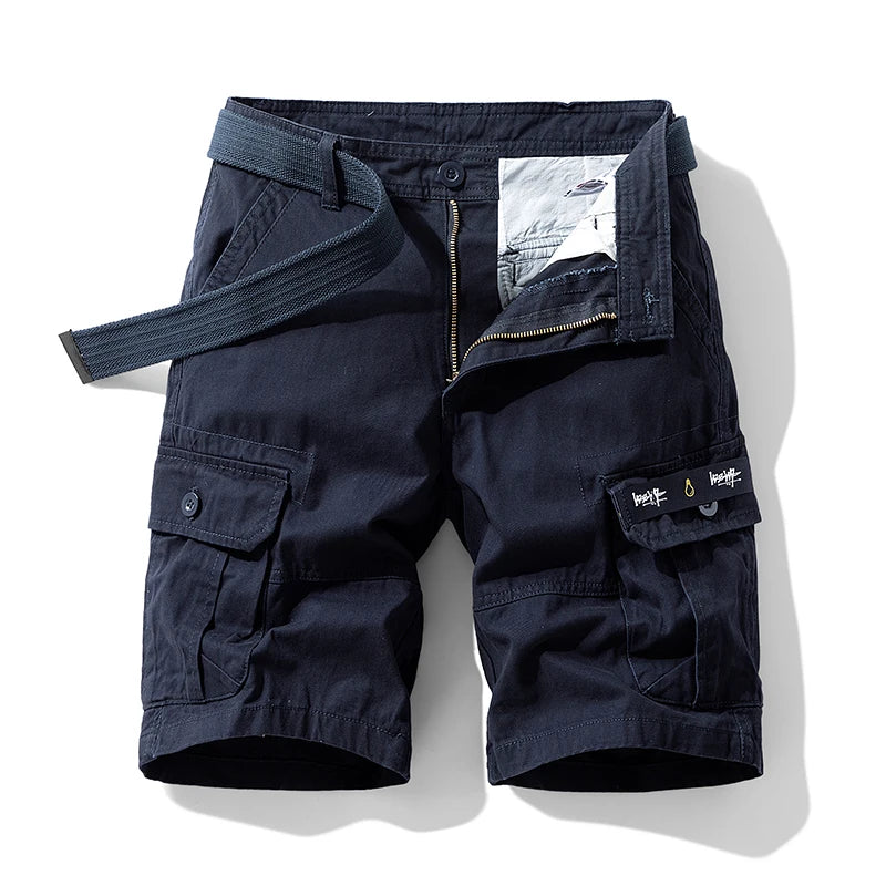 Summer sports shorts men's multi pocket oversized loose casual pants pure cotton wear-resistant knee length workwear shorts