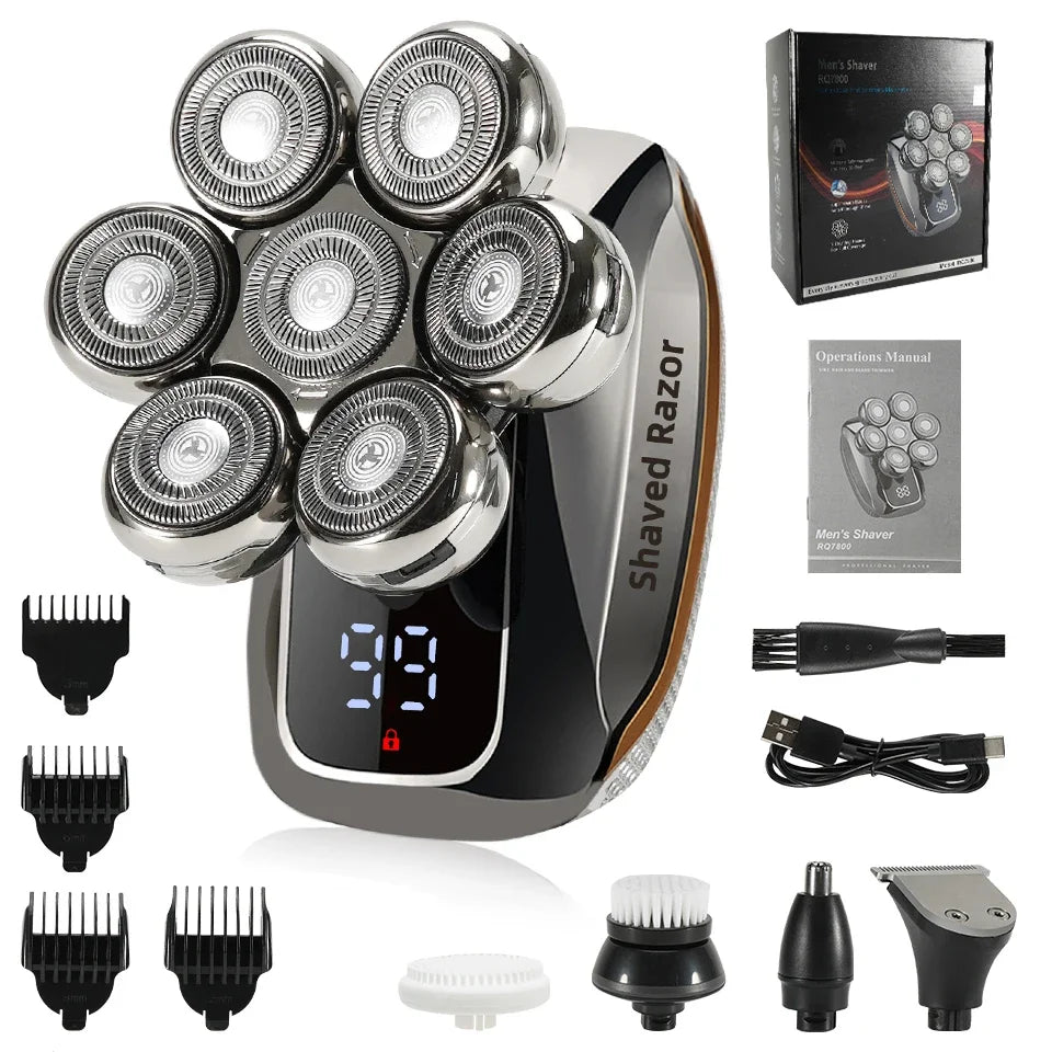 NEW Shaver For Men 7D Independently 7 Cutter Floating Head Waterproof Electric Razor Multifunction USB Charge Trimmer Men