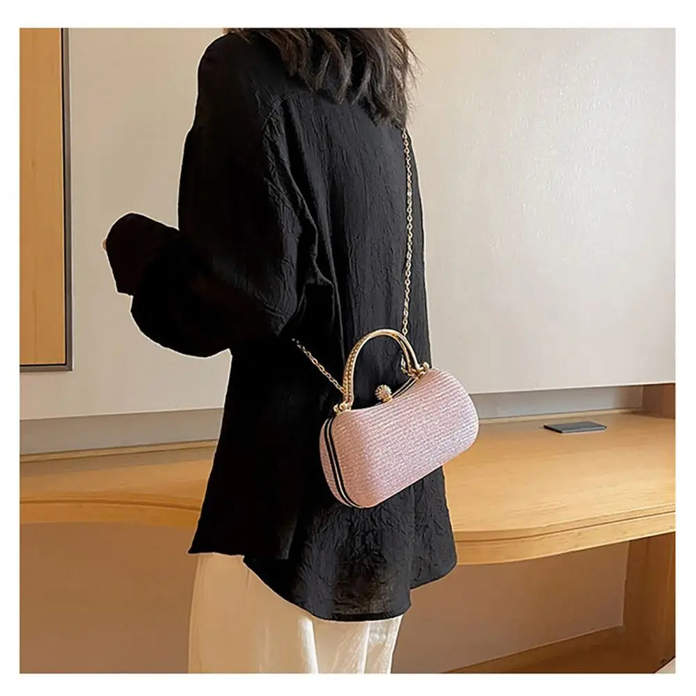 Wedding Bridal Beaded Women Evening Bag Dinner Bag Chain Shoulder Handbags Elegant Rhinestones Clutch Egg Shape Evening Bag