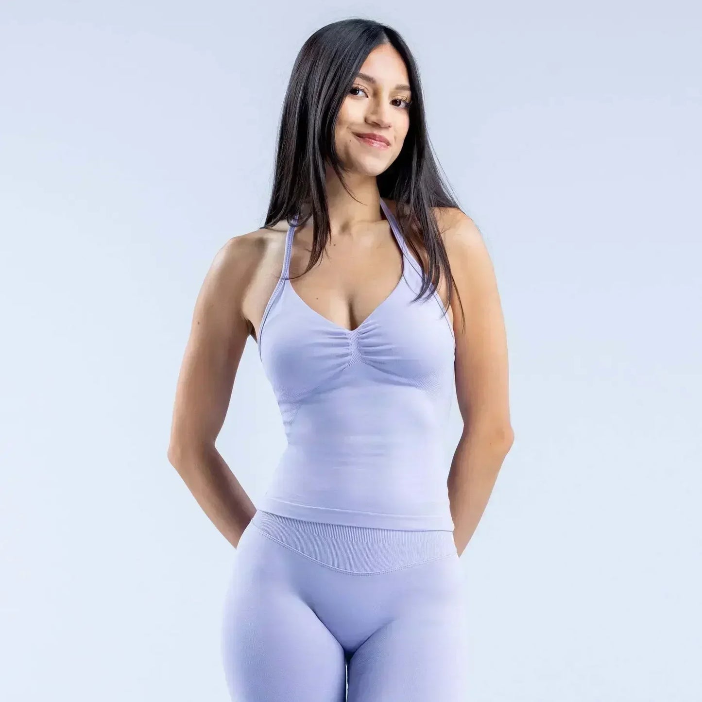 Four Seasons New Gym Fashion Yoga Gym Clothing Hip Pants Neck Bra Comfortable Dopamine Pilates Set