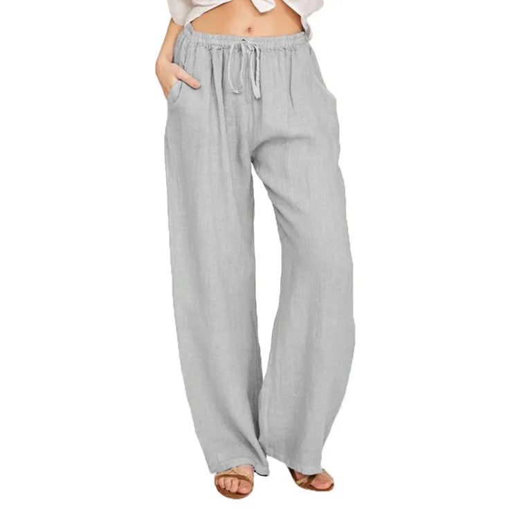 Women's simple soild-color drawstring casual pants,They are loose, trendy, straight-tube style, lazy and comfortable.