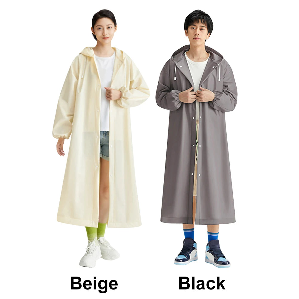 Waterproof Rain Coat Windproof Hooded Rain Poncho Drawstring Long Hooded Rain Coats for Outdoor Travel Emergency