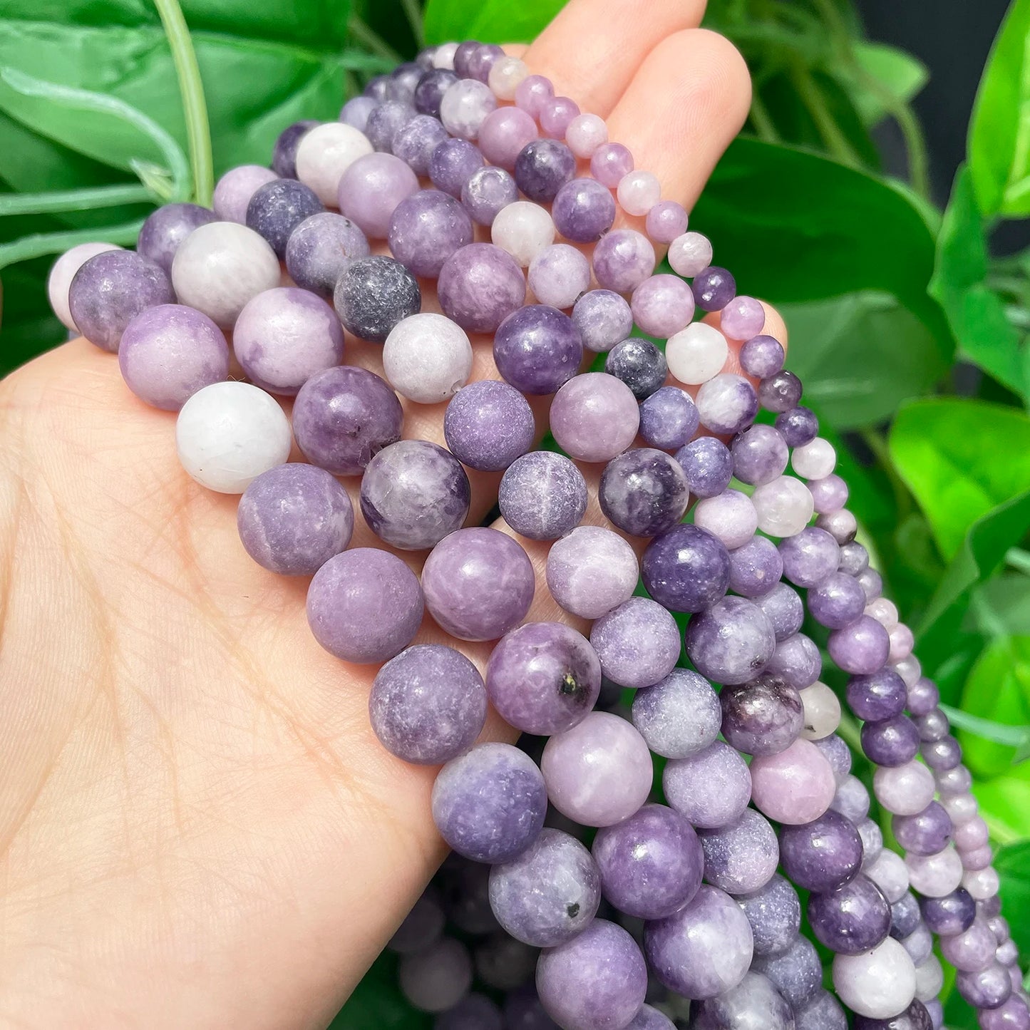 Natural Purple Mica Stone Beads 4-10mm Violet Color Round Loose Spacer Beads for Jewelry Making Beadwork DIY Bracelet 15''