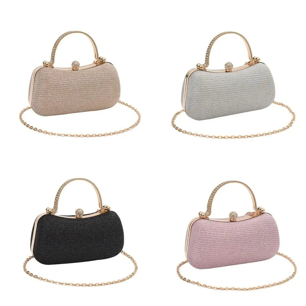 Wedding Bridal Beaded Women Evening Bag Dinner Bag Chain Shoulder Handbags Elegant Rhinestones Clutch Egg Shape Evening Bag