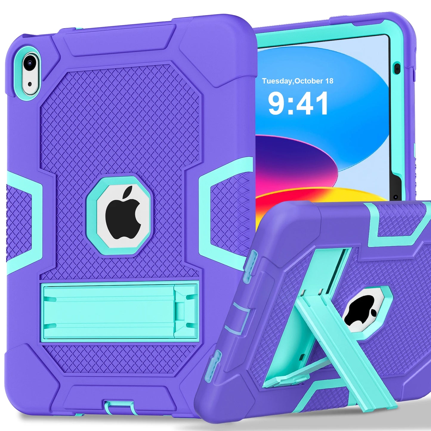 Pc Silicone Case For iPad 10.9 2022 10th 10.2 7-8-9th 9.7 2017 2018 5-6th Rugged Stand Cover For Mini 4 5 Shockproof Anti-Slip