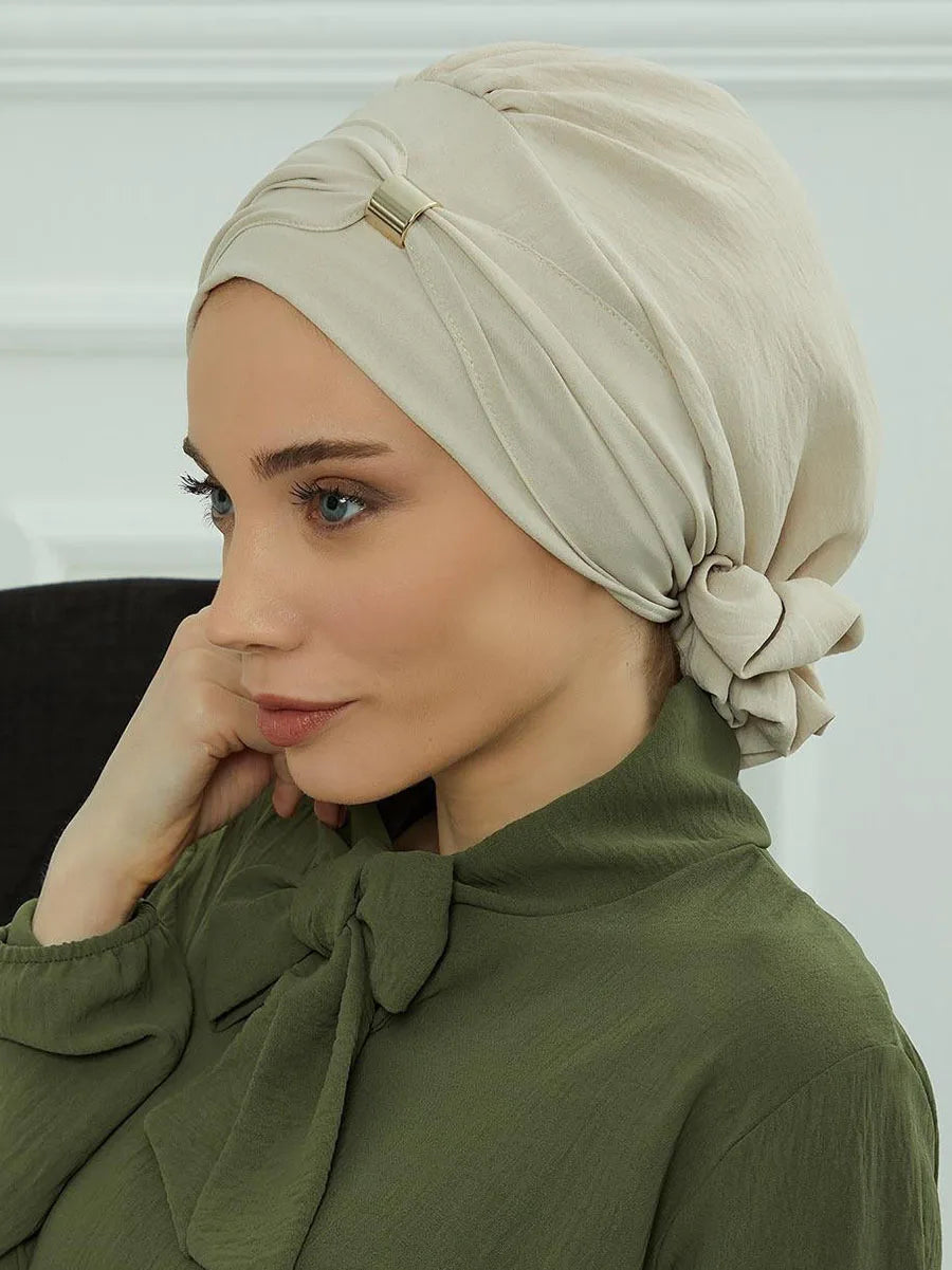 Muslim Solid Instant Turban Hat Hijab Women Caps Islamic Bandana Bonnet Fashion