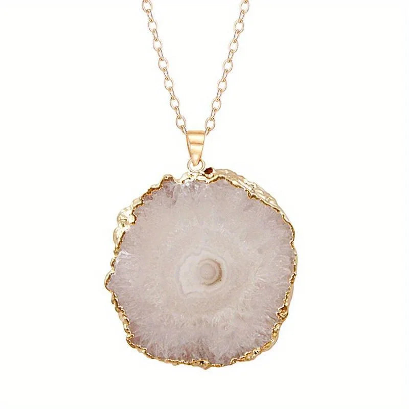Natural Crystal Pendant Agate Necklace Healing Crystal Gemstone Irregular Polished Agate Slice Crystal Agate Decor Gift forWoman