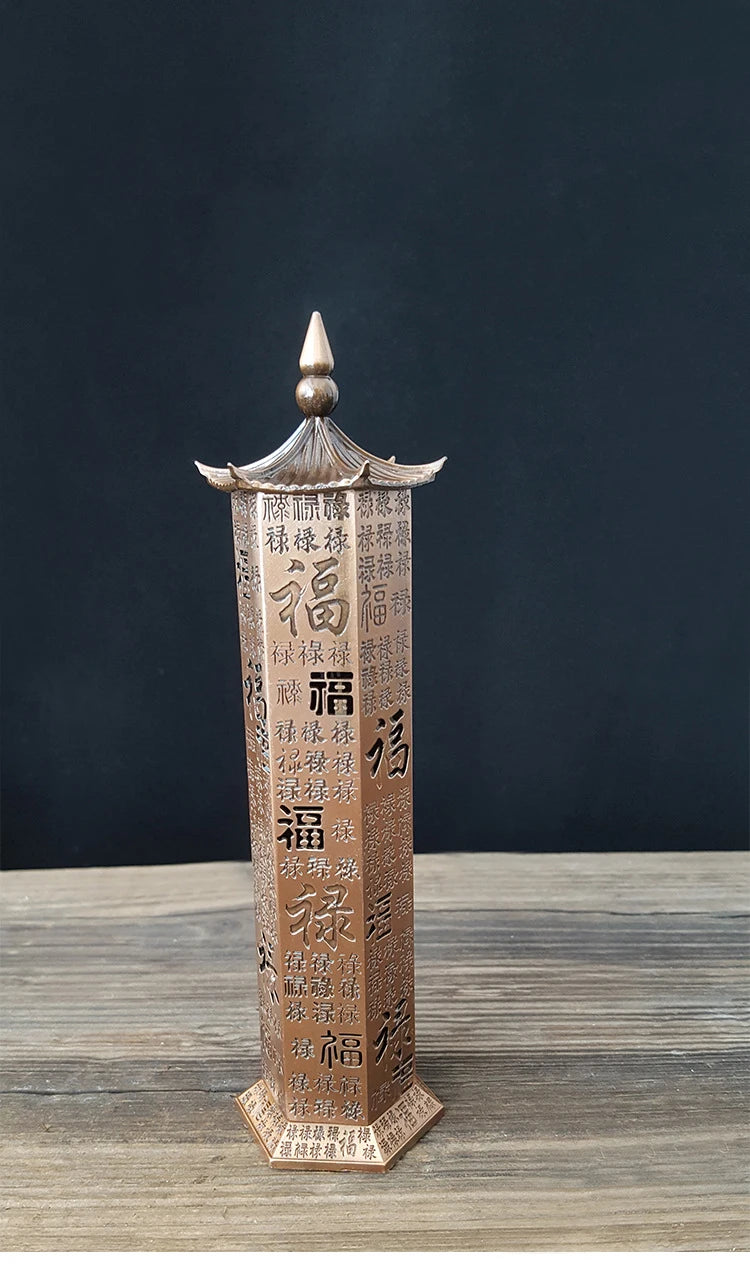 Baifu Vertical Incense Burner Fulu Pagoda Incense Censer Heart Sutra Hollow Stick Incense Holder Home Tea Room Office Decoration
