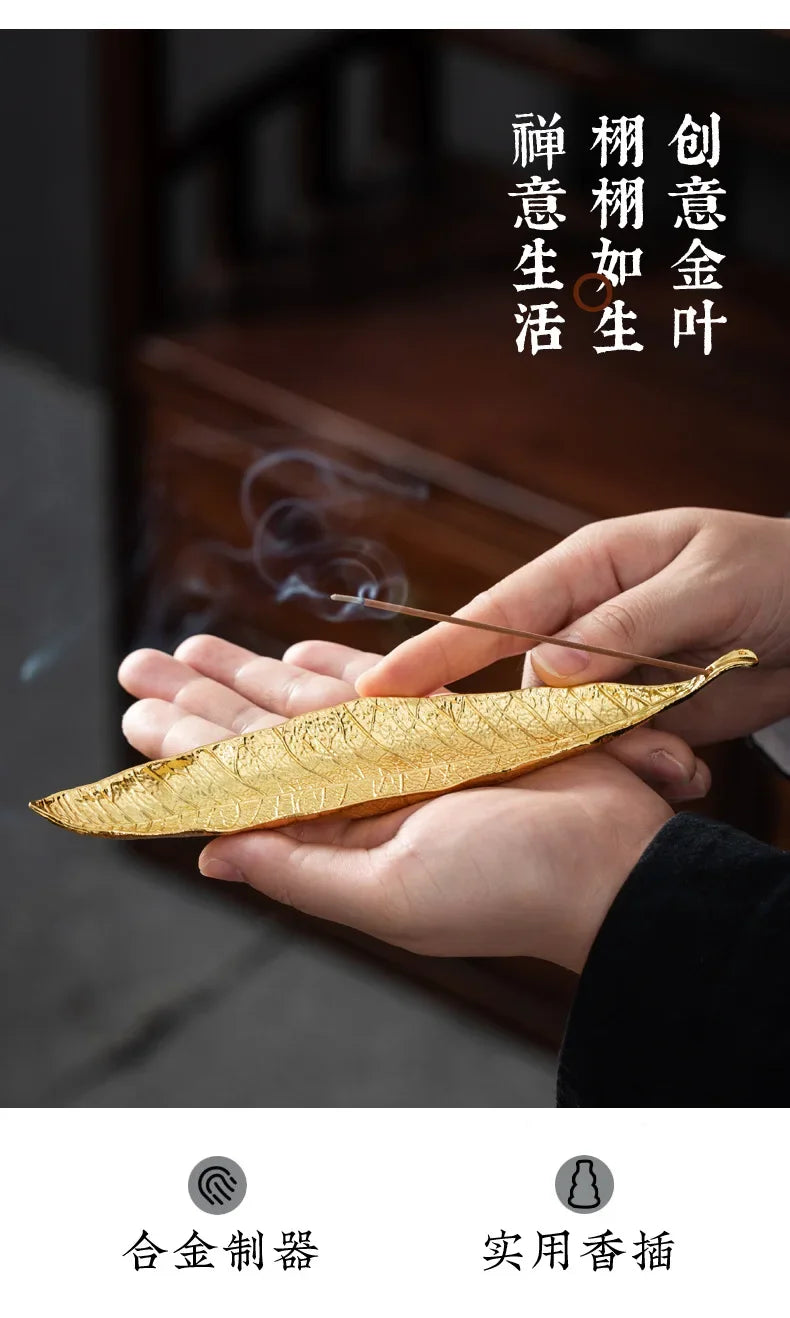 Incense Holder Ash Catcher Long Leafs Censer Meditation Home Decor Accessories