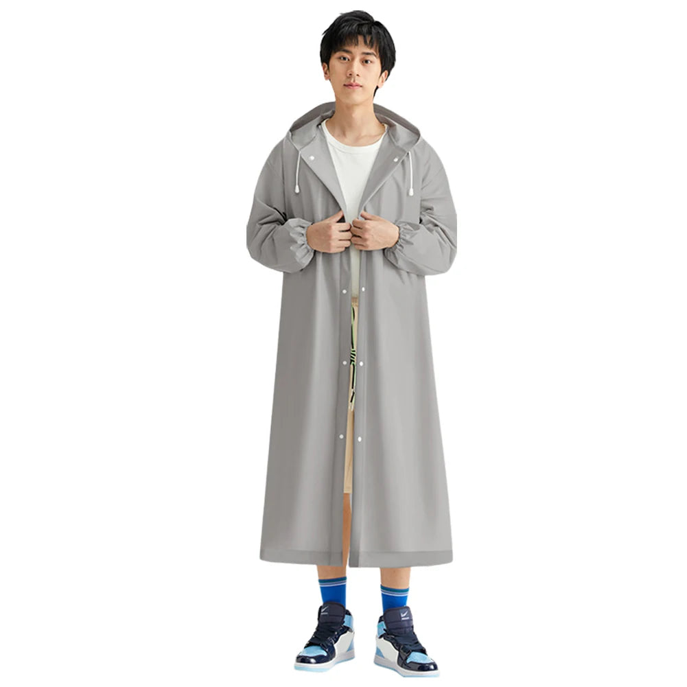 Waterproof Rain Coat Windproof Hooded Rain Poncho Drawstring Long Hooded Rain Coats for Outdoor Travel Emergency