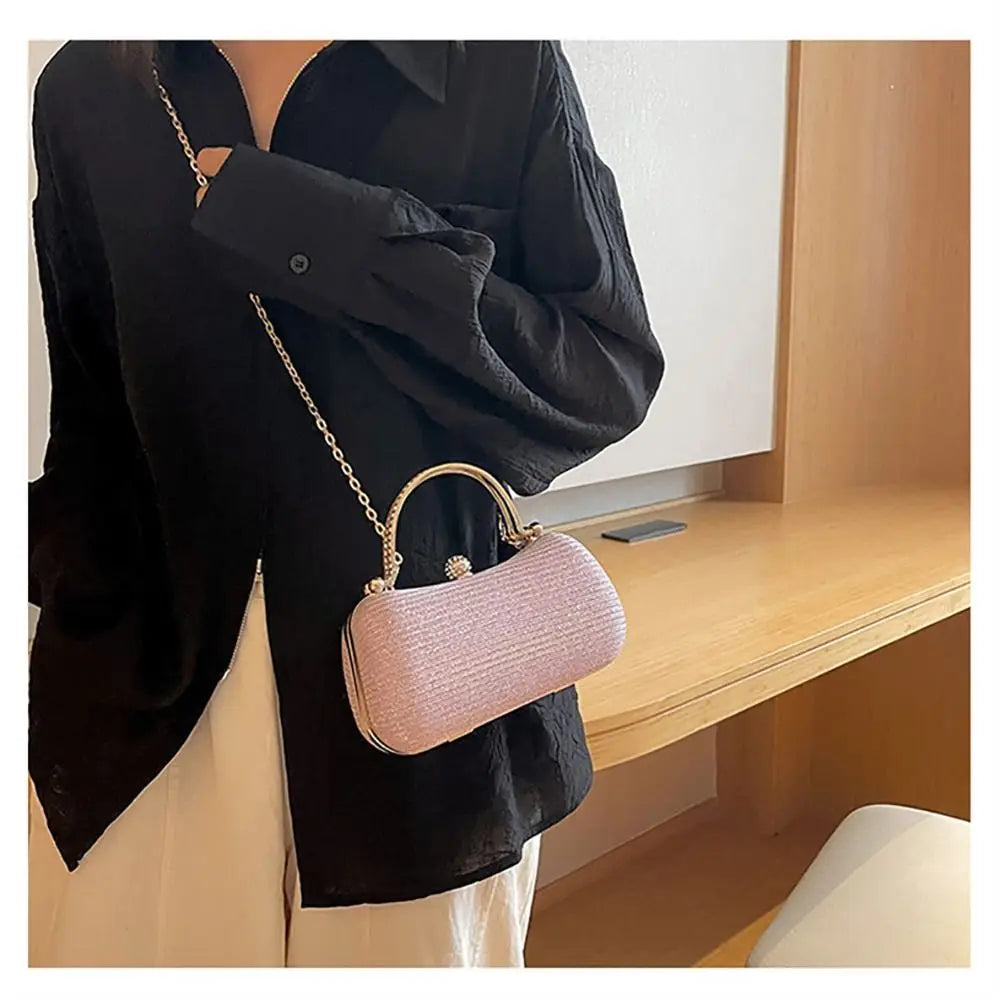 Wedding Bridal Beaded Women Evening Bag Dinner Bag Chain Shoulder Handbags Elegant Rhinestones Clutch Egg Shape Evening Bag