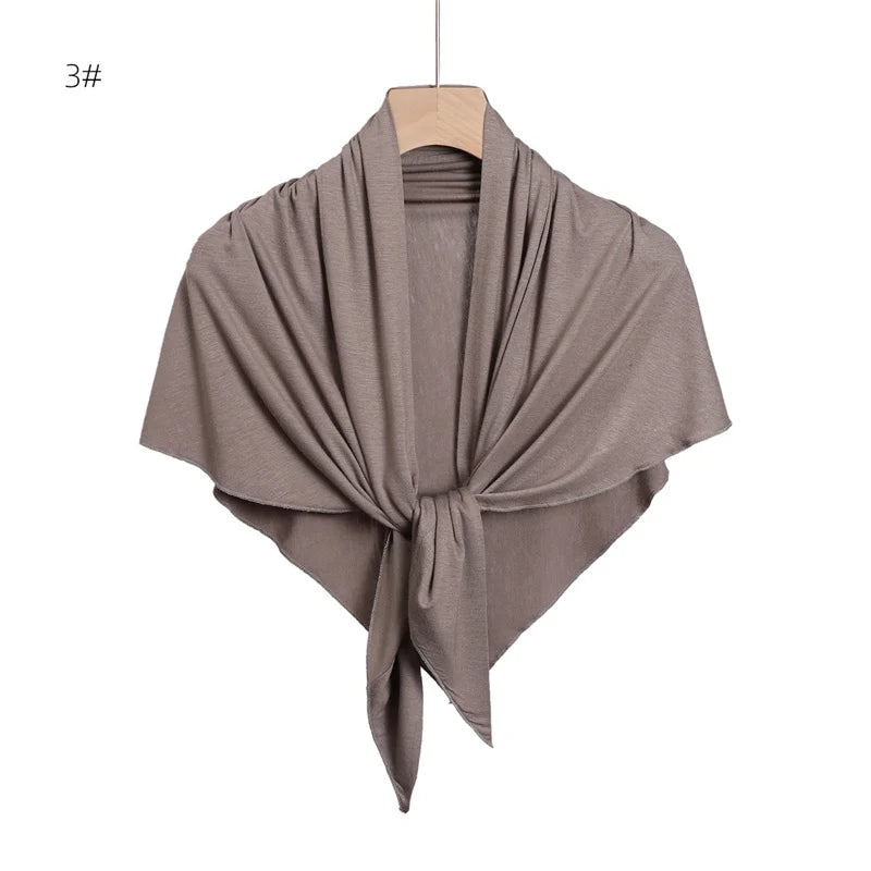 Women High Quality Muslim Cotton Modal Hijab Shawls Plain Triangle Wrap Beach Summer Islamic Ramadan Snood Scarves 140*70*95Cm