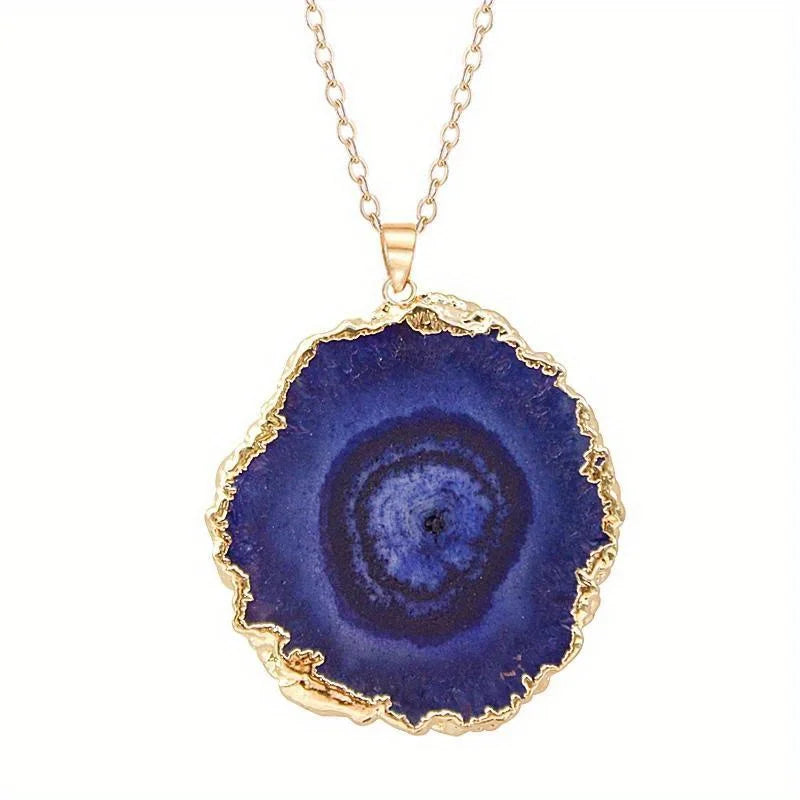 Natural Crystal Pendant Agate Necklace Healing Crystal Gemstone Irregular Polished Agate Slice Crystal Agate Decor Gift forWoman