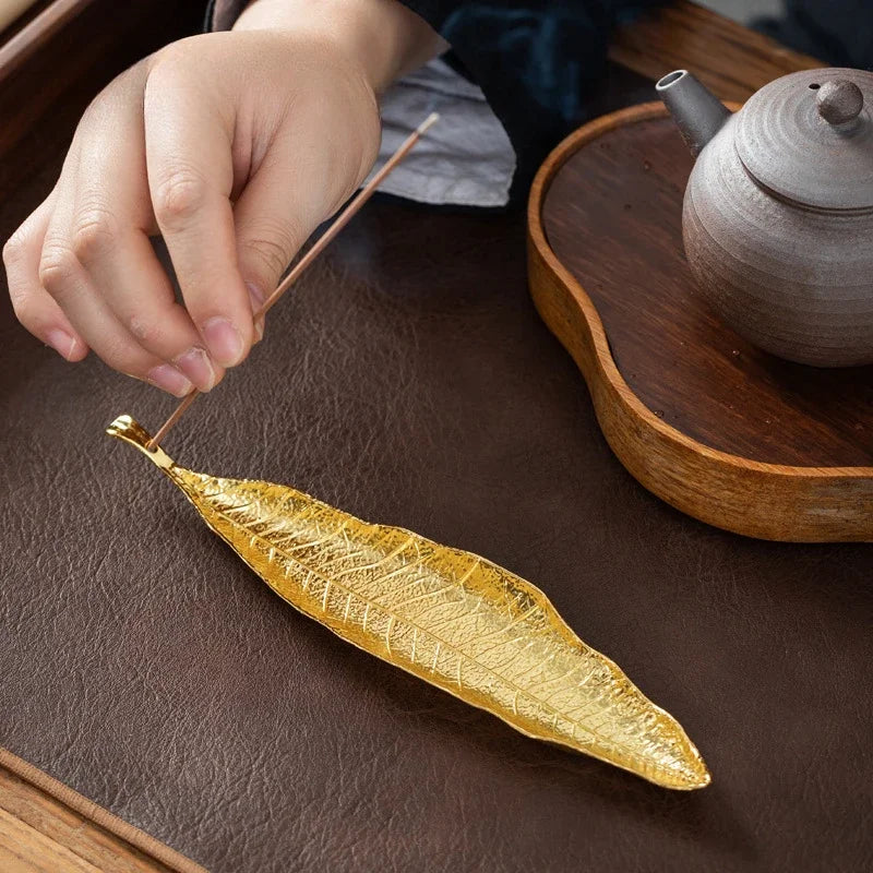 Incense Holder Ash Catcher Long Leafs Censer Meditation Home Decor Accessories