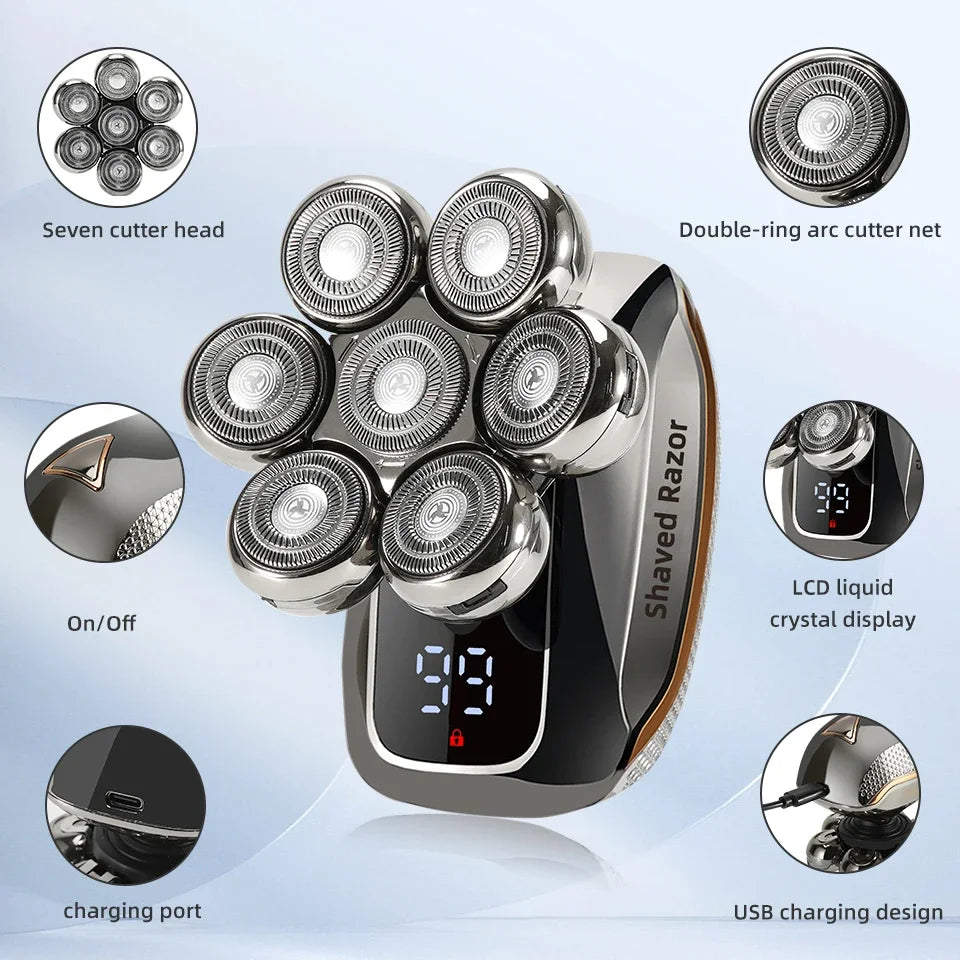 NEW Shaver For Men 7D Independently 7 Cutter Floating Head Waterproof Electric Razor Multifunction USB Charge Trimmer Men