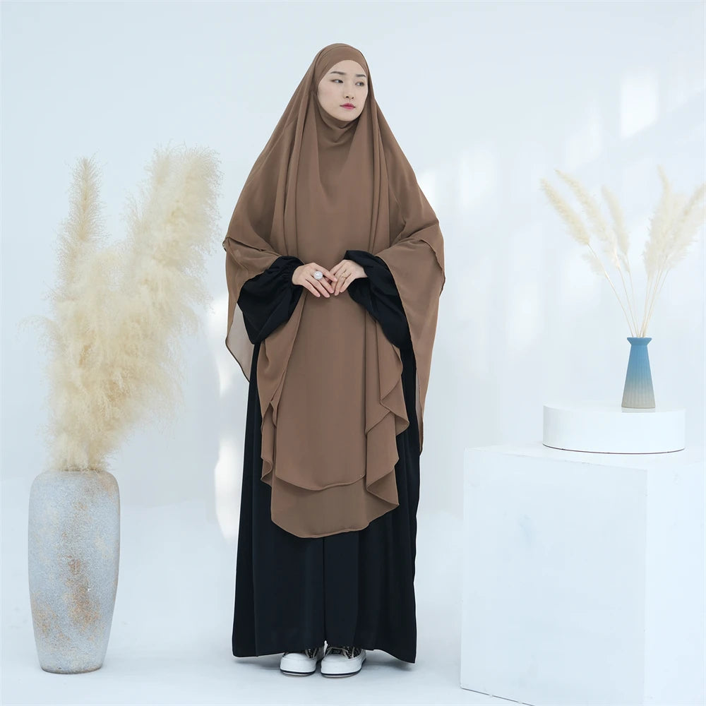 Ramadan Eid Dubai Chiffon Niqab Maxi Khimar Abaya Damen Islam Muslim Hijab Dress Abayas For Women Kebaya Hijabs Femme Musulmane
