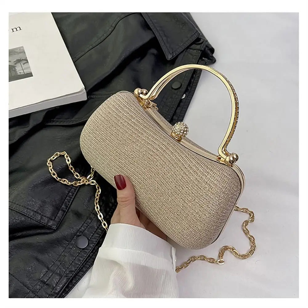 Wedding Bridal Beaded Women Evening Bag Dinner Bag Chain Shoulder Handbags Elegant Rhinestones Clutch Egg Shape Evening Bag