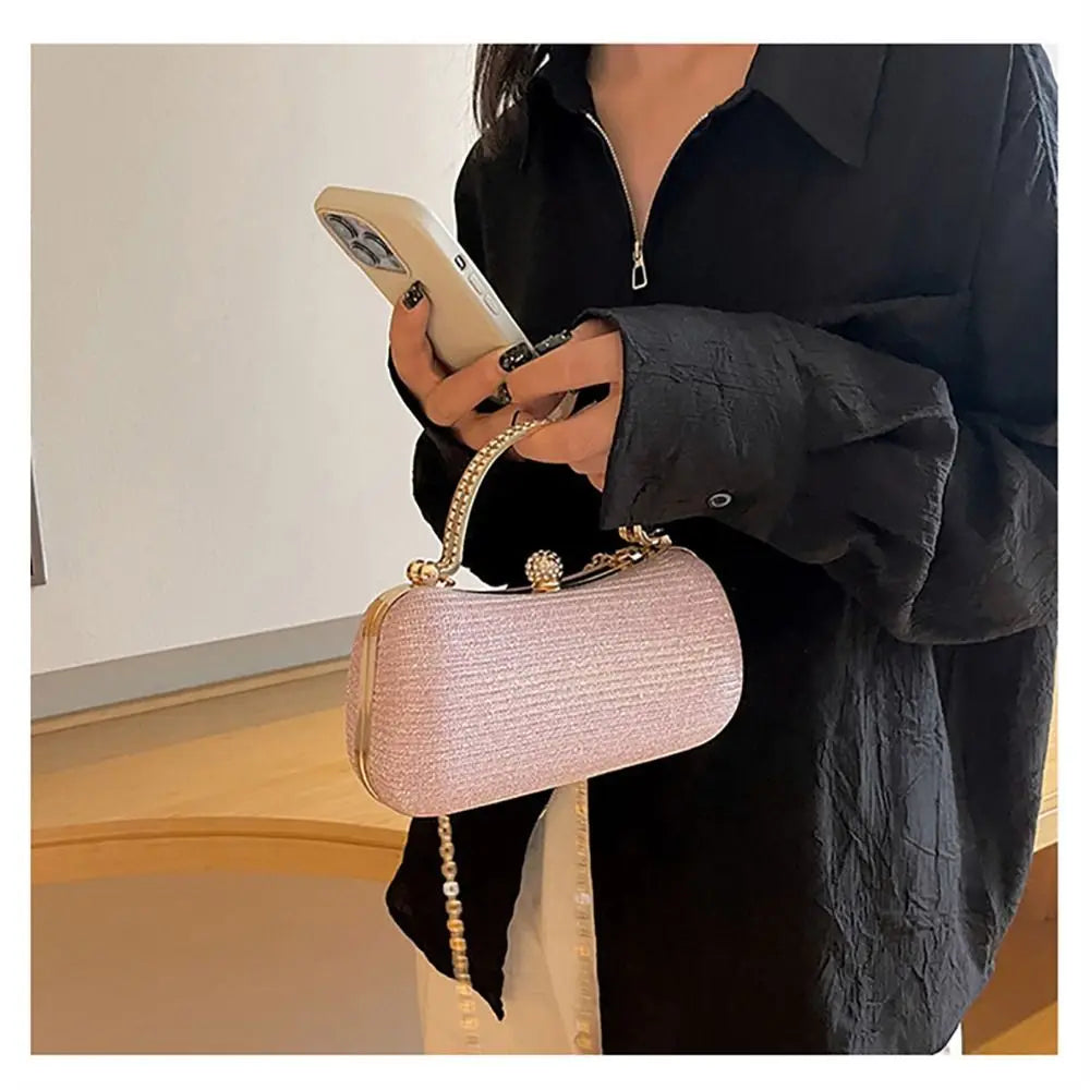 Wedding Bridal Beaded Women Evening Bag Dinner Bag Chain Shoulder Handbags Elegant Rhinestones Clutch Egg Shape Evening Bag