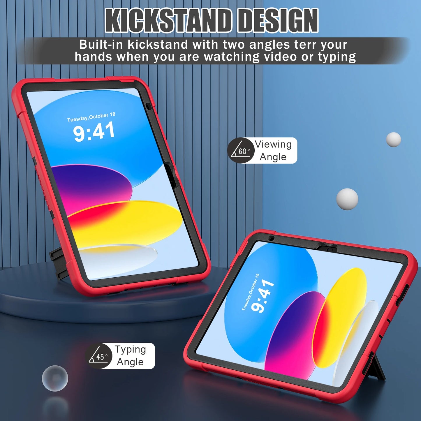 Pc Silicone Case For iPad 10.9 2022 10th 10.2 7-8-9th 9.7 2017 2018 5-6th Rugged Stand Cover For Mini 4 5 Shockproof Anti-Slip
