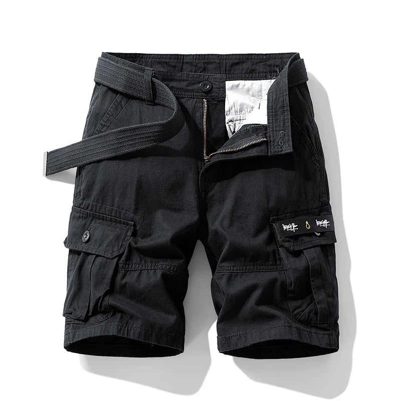 Summer sports shorts men's multi pocket oversized loose casual pants pure cotton wear-resistant knee length workwear shorts