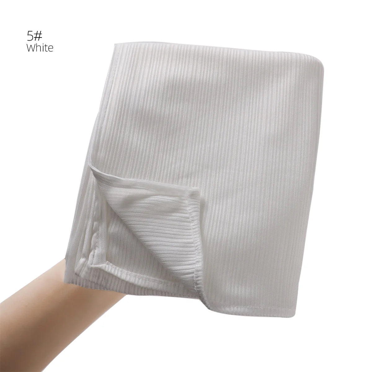 Fashion Elastic Ribbed Jersey Hijabs Solid Color Stripes Lightweight Thin Headscarf Muslim Women Soft Scarf Headwrap Long Shawl