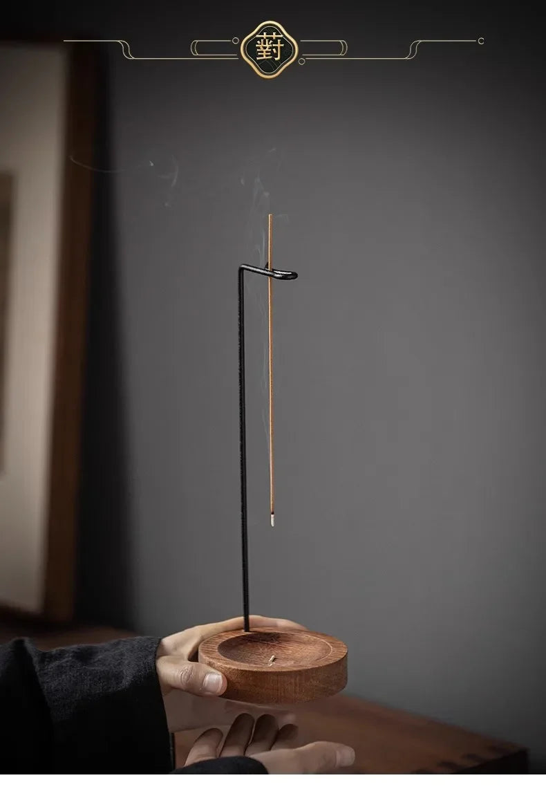 New Creative Upside Down Incense Burner Incense Stick Holder Wooden Round Incense Tray Ornament Bedroom Home Yoga Decoration