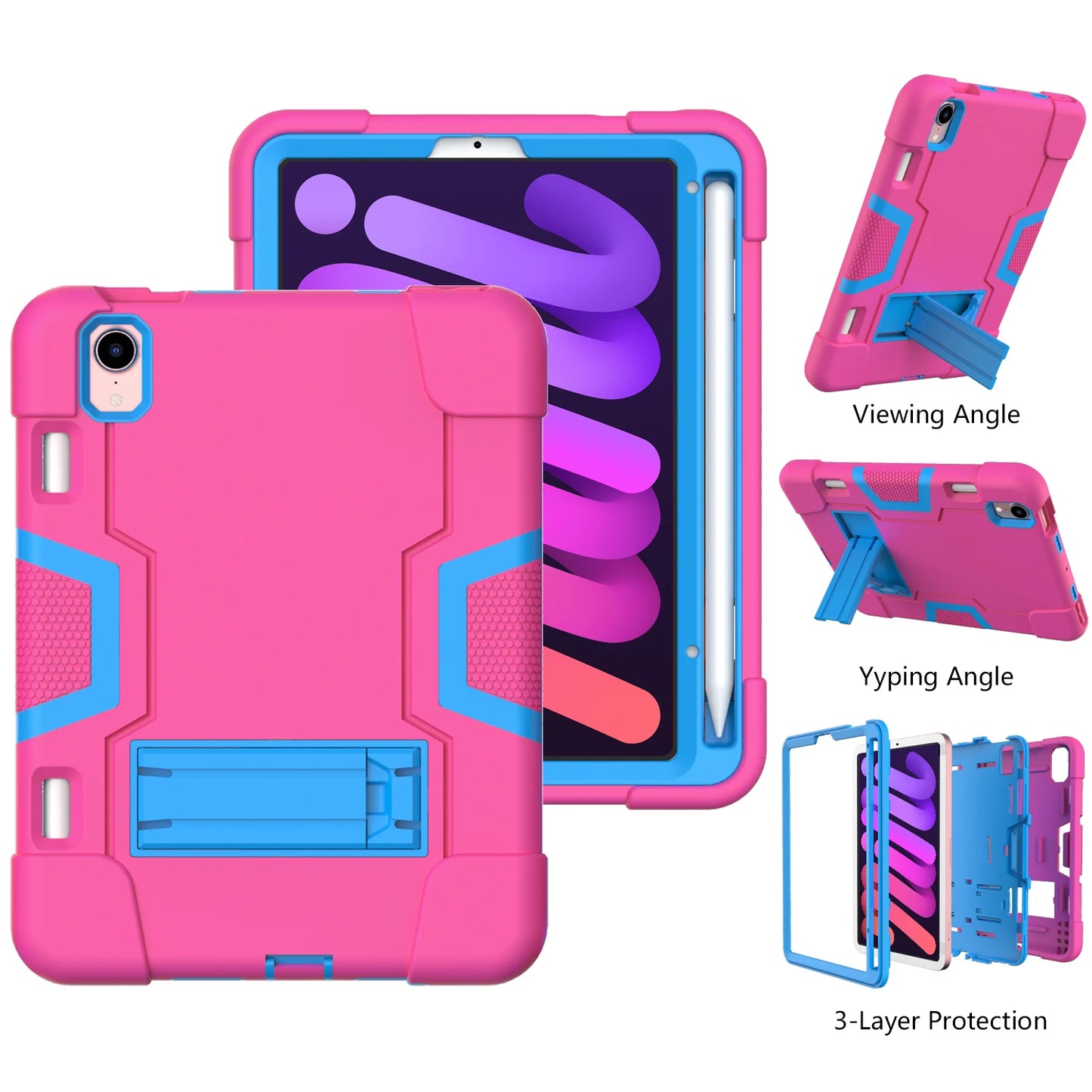 Armor Stand Case Universal For iPad Mini 7 (A17 Pro) 6 2024 2021 8.3inch A2995 A2996 A2567 A2568 A2569 3-Layers Shockproof Cover