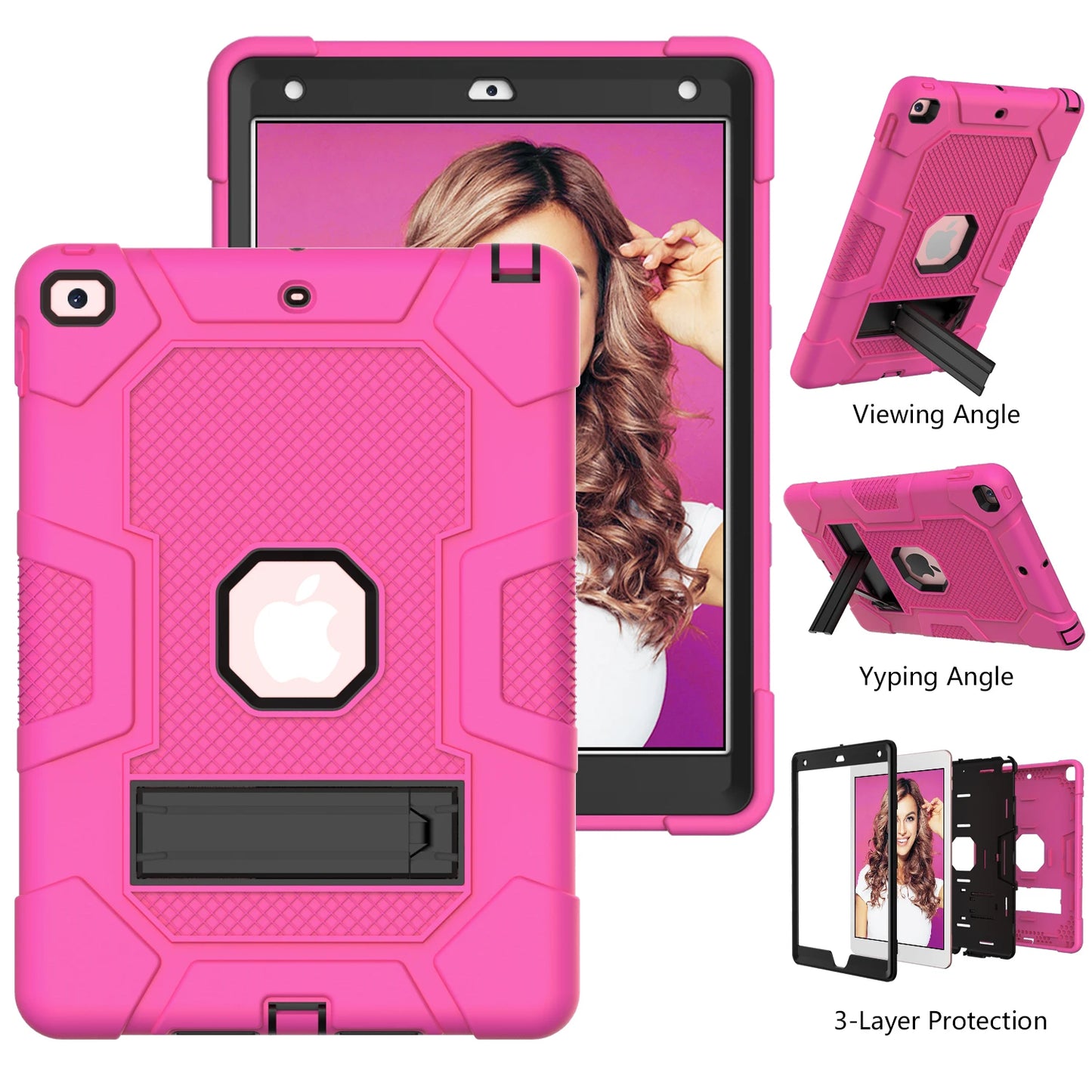 Pc Silicone Case For iPad 10.9 2022 10th 10.2 7-8-9th 9.7 2017 2018 5-6th Rugged Stand Cover For Mini 4 5 Shockproof Anti-Slip