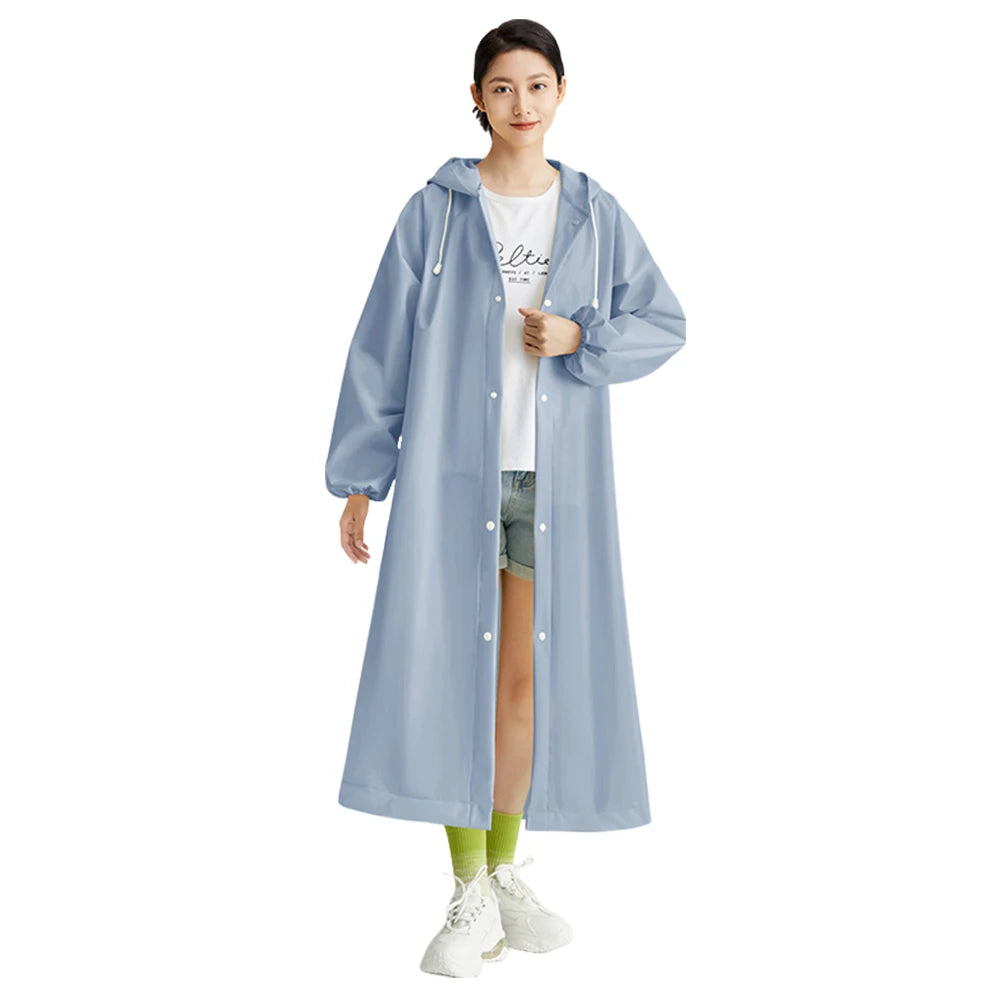 Waterproof Rain Coat Windproof Hooded Rain Poncho Drawstring Long Hooded Rain Coats for Outdoor Travel Emergency