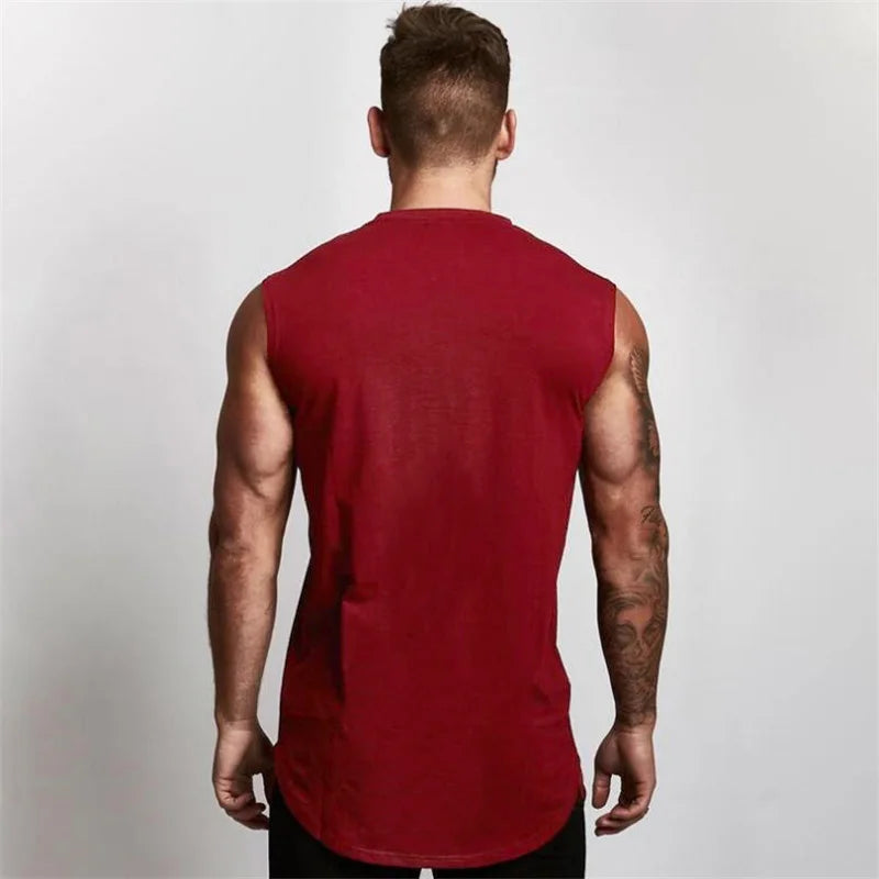 Gym Fitness Sport Clothing Summer Cool Cotton Breathable Vests Mens Bodybuilding Muscle Tank Tops Workout Sleeveless T-Shirts