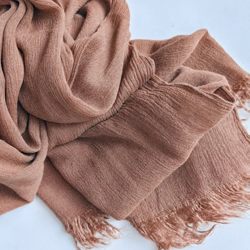 61 Colors Soft Cotton Viscose Scarf Rayon Material Muslim Hijab Mid Eastern Plain Solid Color Headscarf With Tassel