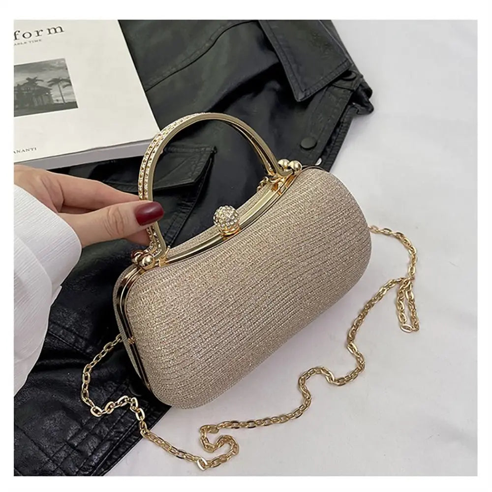Wedding Bridal Beaded Women Evening Bag Dinner Bag Chain Shoulder Handbags Elegant Rhinestones Clutch Egg Shape Evening Bag