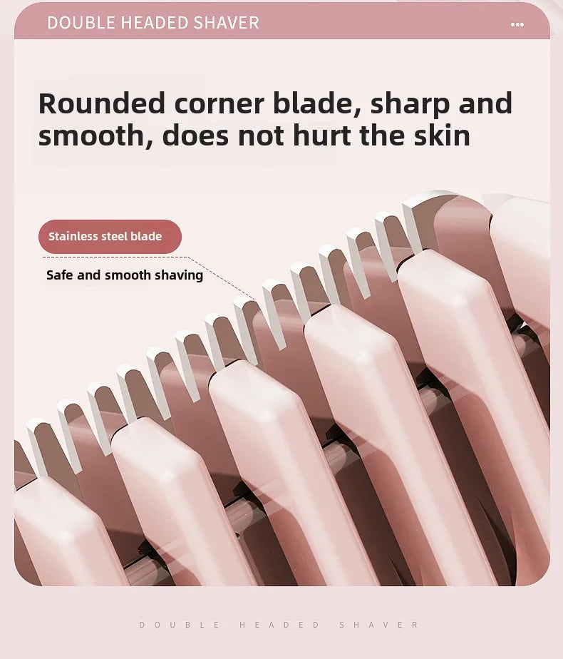 Electric Shaver for Women Waterproof Wet & Dry Hair Razors 2 in 1 Double Head Dual Bikini Hair Trimmer Detachable Head Shaver