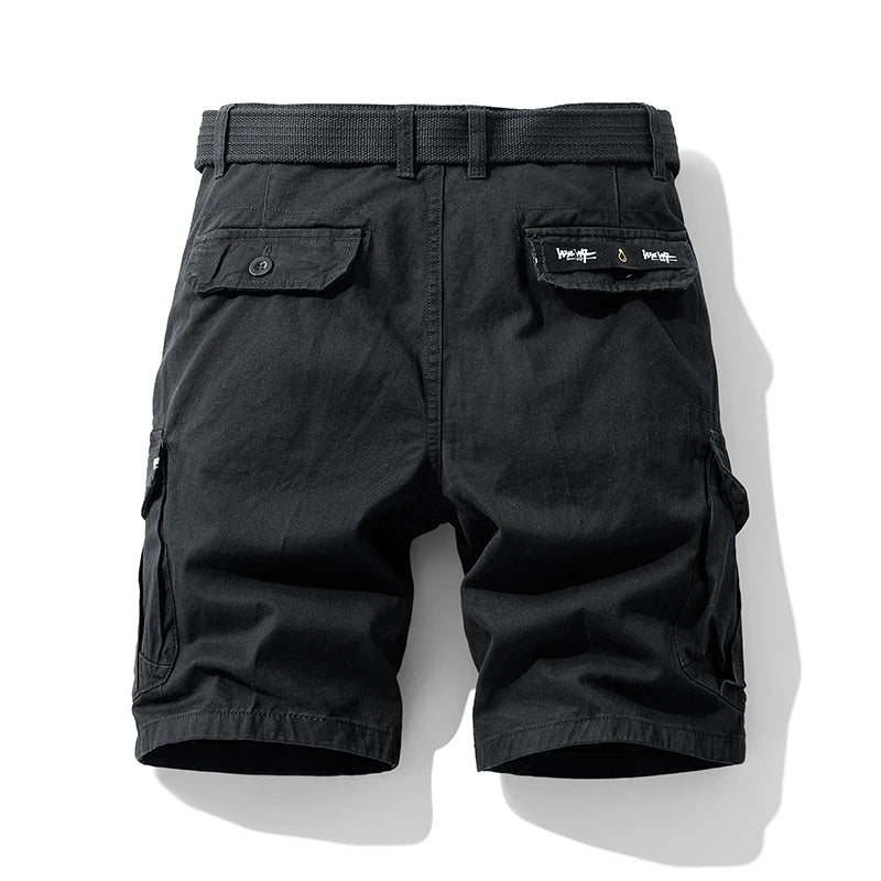 Summer sports shorts men's multi pocket oversized loose casual pants pure cotton wear-resistant knee length workwear shorts