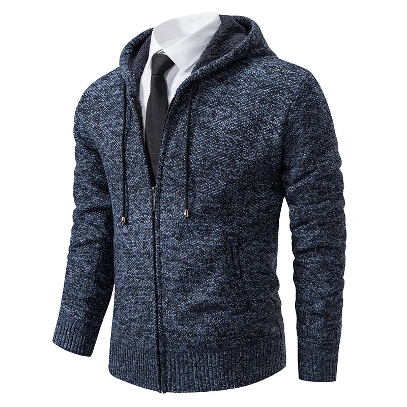 Autumn And Winter New Jersey Men's Casual Sports Coat Solid Color Stand Collar weater Grab Fleece Warm Zipper Cardigan