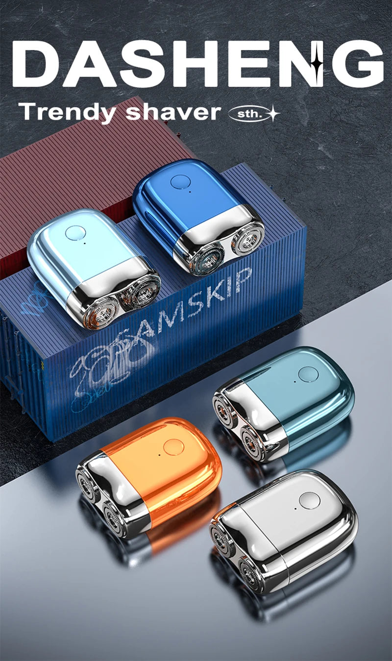 Trendy Colorful Electric Shaver Double Floating Head Mini Beard Knife For Men Portable Travel Cordless Face Body Razor Trimmer