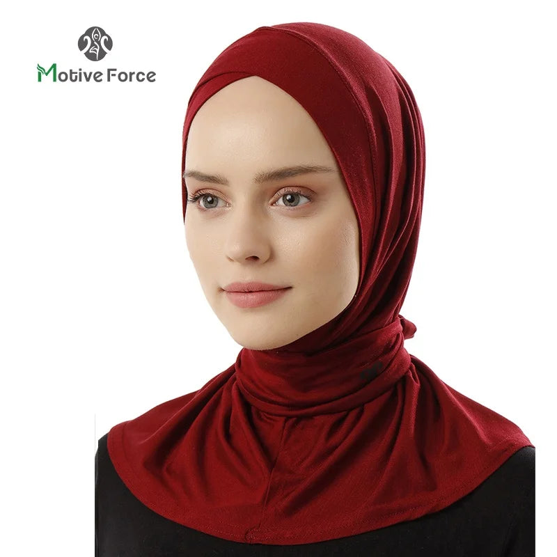 Muslim Modal Sport Hijab Abaya White Head Scarf Hijabs For Woman Abayas Women Jersey Turbans Islamic Turban Wrap Instant shawl