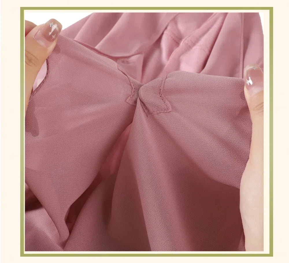 2024 New Hot Sale Premium Instant Chiffon Hijab Wrap With Bulit-in Magnets Solid Color Muslim Women Scarf Shawl with Undercap