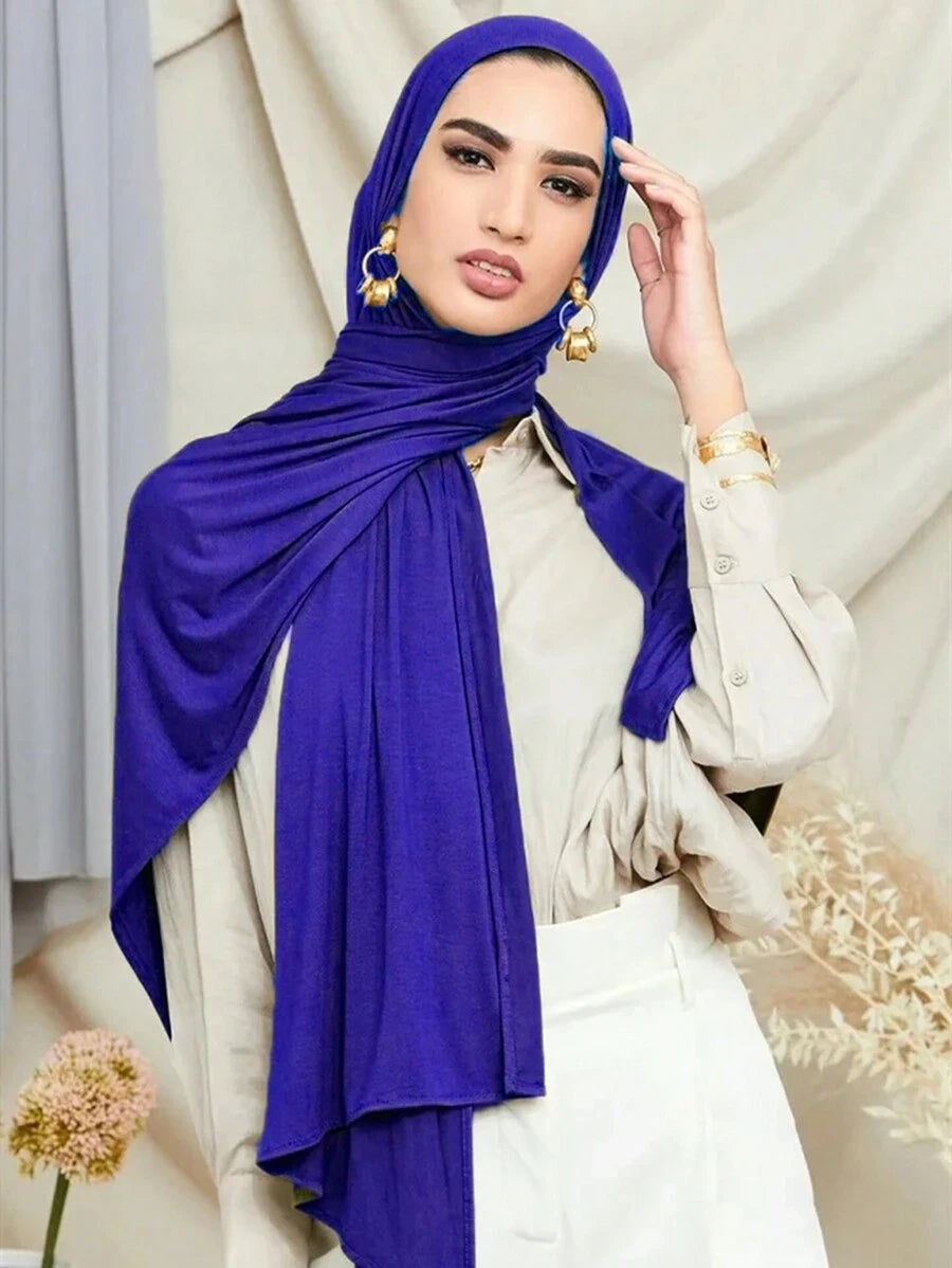 2024 New Muslim Women Jersey Hijab Scarf Solid Color Head Wrap Fashion Headscarf Turban Islam Veil Flexible Premium Modal
