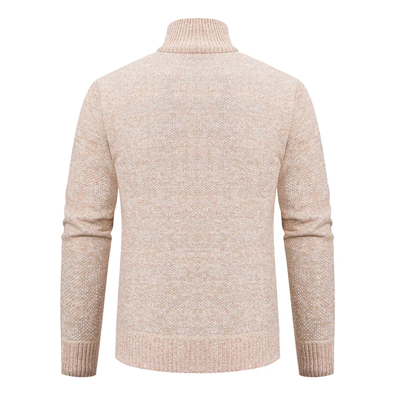Autumn And Winter New Jersey Men's Casual Sports Coat Solid Color Stand Collar weater Grab Fleece Warm Zipper Cardigan