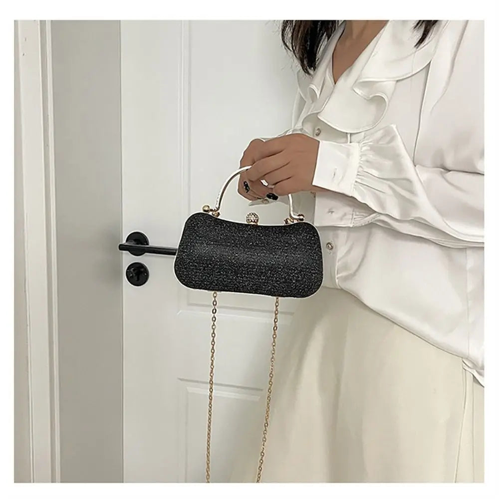 Wedding Bridal Beaded Women Evening Bag Dinner Bag Chain Shoulder Handbags Elegant Rhinestones Clutch Egg Shape Evening Bag
