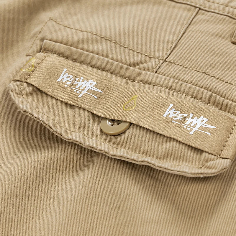Summer sports shorts men's multi pocket oversized loose casual pants pure cotton wear-resistant knee length workwear shorts